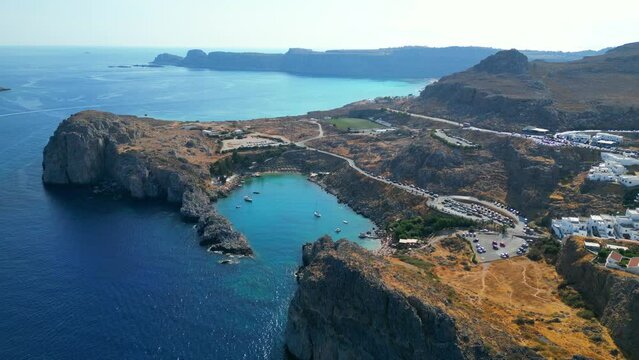 Lindos is a town on the Greek island of Rhodes. It&rsquo;s known for its clifftop acropolis, which features monumental 4th-century gates and reliefs from about 280 B.C.