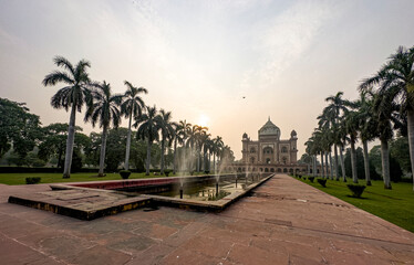 Safdarjung Tomb Monument in New Delhi india image built in 1754 for Nawab Safdarjung Front View wide angle image
