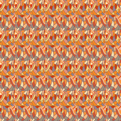 Decorative linear kaleidoscope mosaic ornament. Abstract shapes seamless pattern.