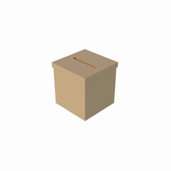 3D RENDERING OF CARDBOARD BOX ISOLATED ON WHITE PLAIN BACKGROUND