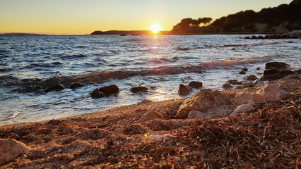 Beautiful view of the sea at sunset.