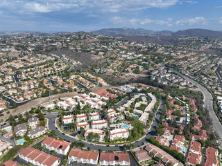 Obraz premium Aerial view of middle class neighborhood in Carlsbad, North County San Diego, California, USA.