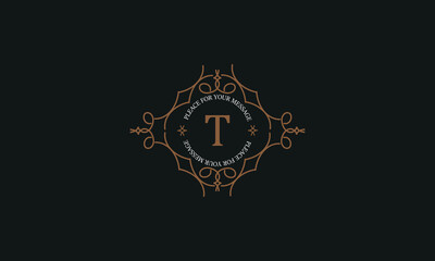 Vintage monogram or logo template from elegant calligraphic lines. Vector illustrations with the letter T