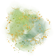 green gold glitter abstract alcohol ink brush creative hand painted fluid texture colorful background. Art for design