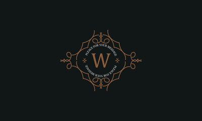 Vintage monogram or logo template from elegant calligraphic lines. Vector illustrations with the letter W