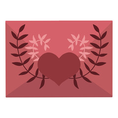 A letter with a heart and twigs. Love letter for Valentine's Day. Vector illustration of a letter with a heart.