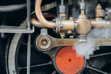 Close up of the 1920s vintage steam train in Provence, southern France, circulating Between Puget-Theniers and Annot