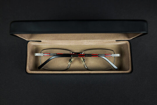 Glasses In A Case On A Black Background