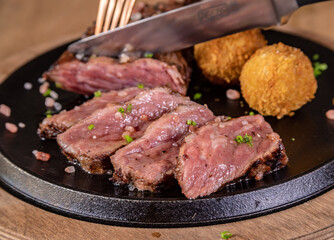 Typical colombian food and drinks, meats three-quarter term