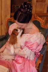 XIX century woman with dog