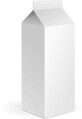 Milk, Juice Carton Package Blank White On White Background Isolated. Illustration Isolated On White Background. Mock Up Template Ready For Your Design. Product Packing Vector EPS10