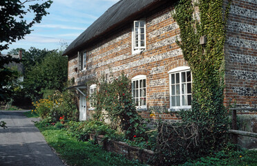 Fototapeta na wymiar cottage with garden, dorset, england, countryside, eighties, farnham, 