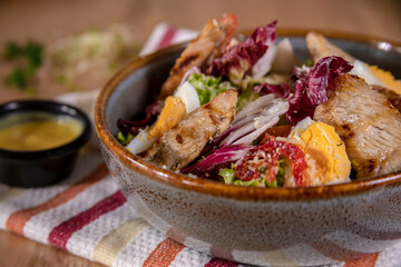 Typical colombian food and drinks, variety of salads