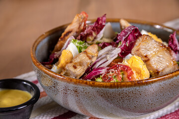 Typical colombian food and drinks, variety of salads