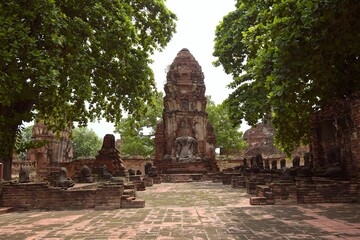 Naklejka premium Partially restored ruins of a satellite vihara monastic hall, Wat Mahathat, Ayutthaya Historical Pk