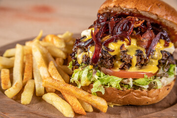 Typical colombian food and drinks, variety of hamburgers