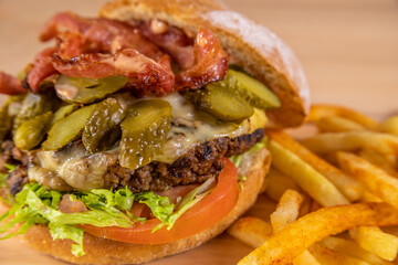 Typical colombian food and drinks, variety of hamburgers