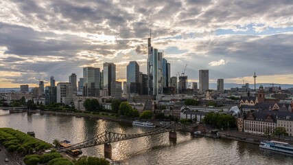 Fototapeta na wymiar Beautiful shot of Frankfurt city, Germany, during a sunset