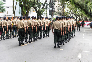 Brazilian military officers are seen parading during the independence commemoration
