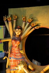 The Supreme shakti, Maa Durga is worshiped with diya lamp in utm
