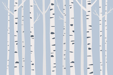 Birch tree trunks vector illustration.