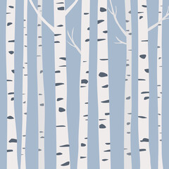 Birch forest background vector illustration.