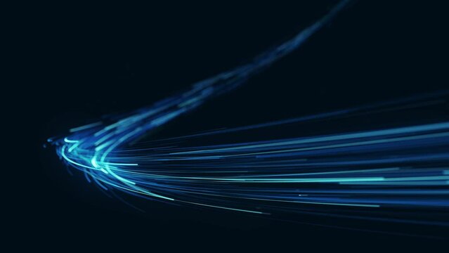 Abstract Light Fiber Strings Flowing Background/ 4k animation of an abstract slow motion wallpaper technology background with flowing powerful speed stroke patterns and depth of field