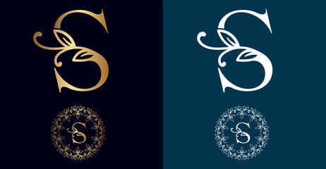 floral logo S letter design