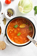 Cabbage soup in stock pot
