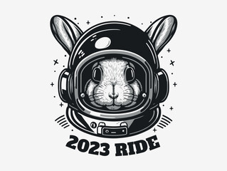 Astronaut bunny rabbit hipster in space helmet artwork vector