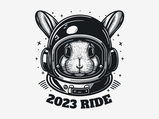 Astronaut bunny rabbit hipster in space helmet artwork vector © Yury