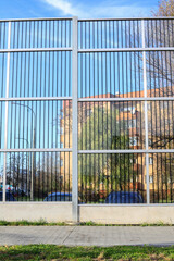 Obraz premium KRAKOW, POLAND - NOVEMBER 07,2022: Sound barriers along a noisy road in the city.