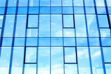Glass facade of modern building.