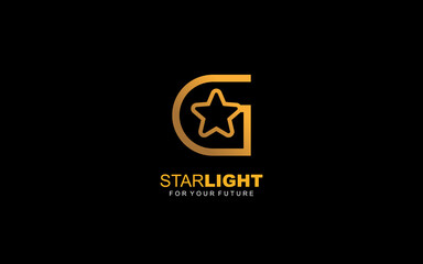 G logo star for branding company. letter template vector illustration for your brand.