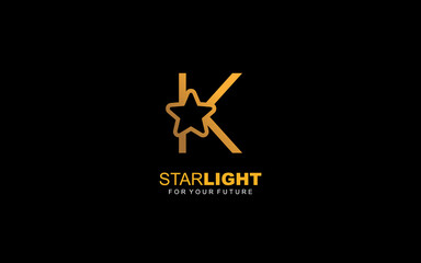 K logo star for branding company. letter template vector illustration for your brand.