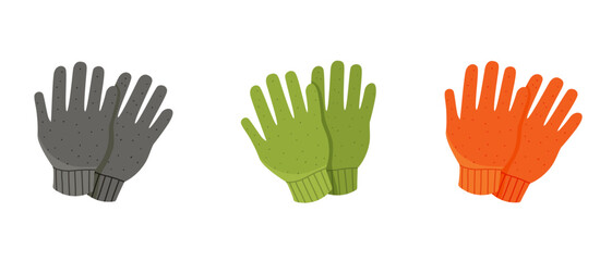 Fototapeta premium A set of gloves. Vector stock illustration. Warm clothes. Mittens. White background. Isolated