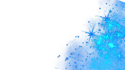 Naklejka na ściany i meble Snowflakes on blue stars with watercolor & free white background
