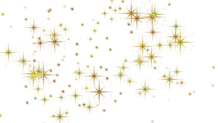 Snowflakes on gold color stars with free white background