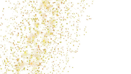 Fototapeta na wymiar Snowflakes on gold color stars with free white background