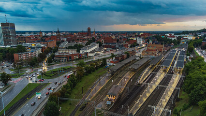 Panorama of Gdańsk from the side of Wrzeszcz. View from the drone.
