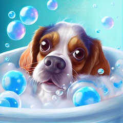Animals in bubble bath