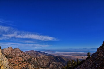 The Great Salt Lake from Deseret Peak views hiking Stansbury Mountains, Rocky Mountains, Utah. United States.  