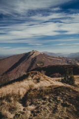 Bieszczady mountain inPoland. Autumn view of Polonina Wetlinska and Polonina Carynska