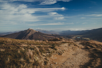 Bieszczady mountain inPoland. Autumn view of Polonina Wetlinska and Polonina Carynska