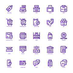 Retail Store icon pack for your website, mobile, presentation, and logo design. Retail Store icon basic line gradient design. Vector graphics illustration and editable stroke.