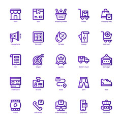 Retail Store icon pack for your website, mobile, presentation, and logo design. Retail Store icon basic line gradient design. Vector graphics illustration and editable stroke.