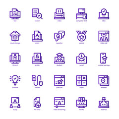 Online Courses icon pack for your website, mobile, presentation, and logo design. Online Courses icon basic line gradient design. Vector graphics illustration and editable stroke.