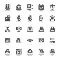 Online Courses icon pack for your website, mobile, presentation, and logo design. Online Courses icon glyph design. Vector graphics illustration and editable stroke.