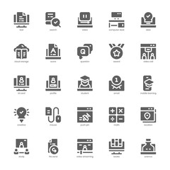 Online Courses icon pack for your website, mobile, presentation, and logo design. Online Courses icon glyph design. Vector graphics illustration and editable stroke.