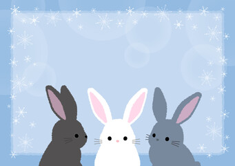 ウサギと雪の結晶